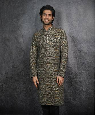 Brown Embroidered Kurta 4