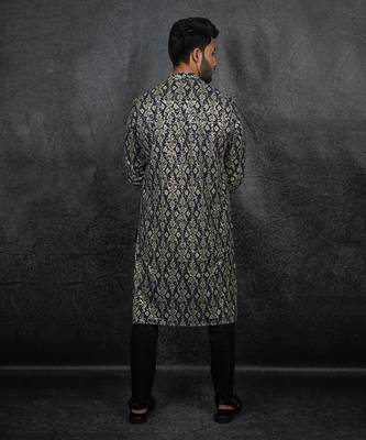 Blue Printed & Embroidered Kurta 4