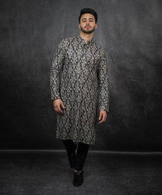 Blue Printed & Embroidered Kurta 5