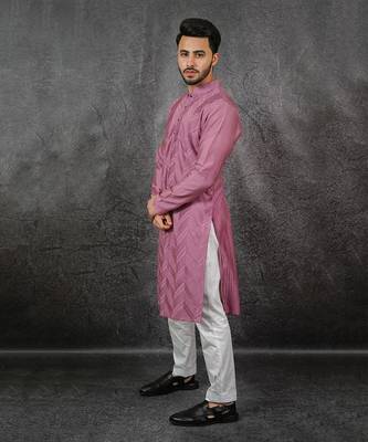 Dark Lavender Hand Pleated Kurta 4