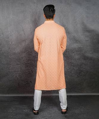 Peach Embroidered Kurta 7