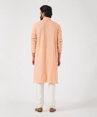 Peach Embroidered Kurta 8