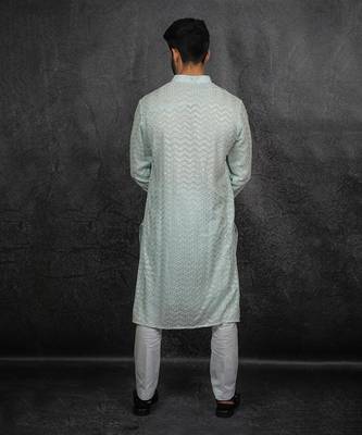 Aqua Chikankari Kurta 5