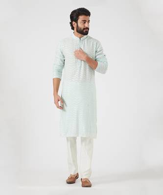 Aqua Chikankari Kurta 6