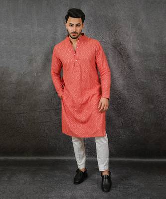 Dark Peach Embroidered Kurta 5
