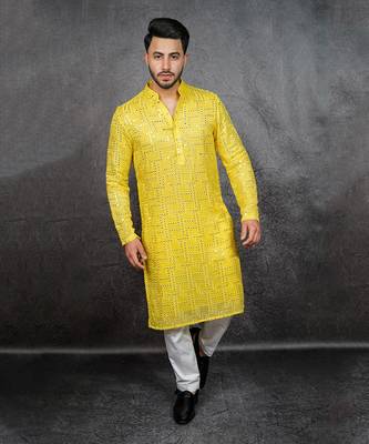 Yellow Georgette Kurta 4