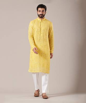 Yellow Georgette Kurta 1