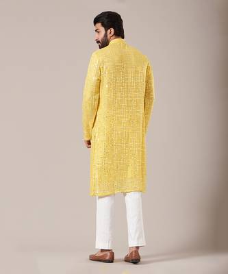 Yellow Georgette Kurta 6