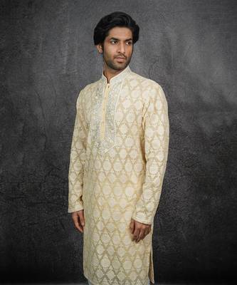 Light Yellow Embroidered Kurta 4
