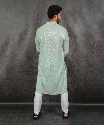 Mint Georgette Kurta 4