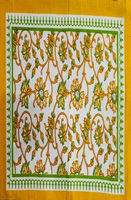 VKMarotia Queen Size Jaipuri Traditional Cotton Double Bedsheets Bedspread Bed Cover with 2 Pillow Covers (Yellow) 1