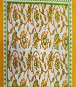 VKMarotia Queen Size Jaipuri Traditional Cotton Double Bedsheets Bedspread Bed Cover with 2 Pillow Covers (Yellow)