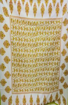 VKMarotia Queen Size Jaipuri Traditional Cotton Double Bedsheets Bedspread Bed Cover with 2 Pillow Covers (Yellow) 3