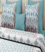 VKMarotia Queen Size Jaipuri Traditional Cotton Double Bedsheets Bedspread Bed Cover with 2 Pillow Covers (Green)