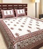 VKMarotia Queen Size Jaipuri Traditional Cotton Double Bedsheets Bedspread Bed Cover with 2 Pillow Covers (Brown)