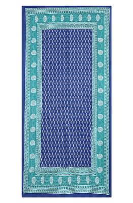 VKMarotia Queen Size Jaipuri Traditional Cotton Double Bedsheets Bedspread Bed Cover with 2 Pillow Covers (Blue) 2