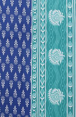 VKMarotia Queen Size Jaipuri Traditional Cotton Double Bedsheets Bedspread Bed Cover with 2 Pillow Covers (Blue) 3