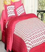 VKMarotia Queen Size Jaipuri Traditional Cotton Double Bedsheets Bedspread Bed Cover with 2 Pillow Covers (Red)