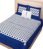 VKMarotia Queen Size Jaipuri Traditional Cotton Double Bedsheets Bedspread Bed Cover with 2 Pillow Covers (blue)