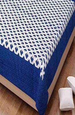 VKMarotia Queen Size Jaipuri Traditional Cotton Double Bedsheets Bedspread Bed Cover with 2 Pillow Covers (blue) 4