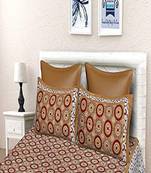 VKMarotia Queen Size Jaipuri Traditional Cotton Double Bedsheets Bedspread Bed Cover with 2 Pillow Covers (Brown)