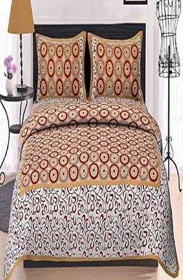 VKMarotia Queen Size Jaipuri Traditional Cotton Double Bedsheets Bedspread Bed Cover with 2 Pillow Covers (Brown) 3