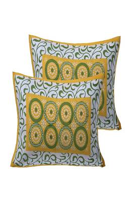 VKMarotia Queen Size Jaipuri Traditional Cotton Double Bedsheets Bedspread Bed Cover with 2 Pillow Covers (Yellow) 2
