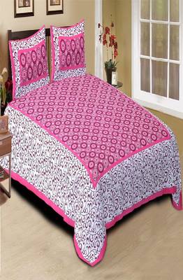 VKMarotia Queen Size Jaipuri Traditional Cotton Double Bedsheets Bedspread Bed Cover with 2 Pillow Covers (Pink) 4