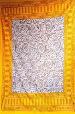 VKMarotia Queen Size Jaipuri Traditional Cotton Double Bedsheets Bedspread Bed Cover with 2 Pillow Covers (Yellow) 2