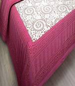 VKMarotia Queen Size Jaipuri Traditional Cotton Double Bedsheets Bedspread Bed Cover with 2 Pillow Covers (Pink)