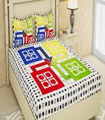 VKMarotia Queen Size Jaipuri Traditional Cotton Double Bedsheets Bedspread Bed Cover with 2 Pillow Covers (Multi)