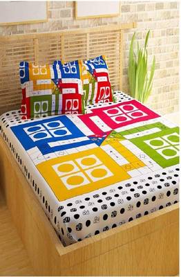 VKMarotia Queen Size Jaipuri Traditional Cotton Double Bedsheets Bedspread Bed Cover with 2 Pillow Covers (Multi) 3