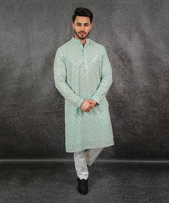 Mint Georgette Kurta 5