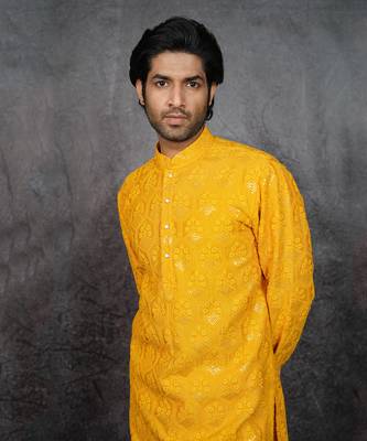 Mustard Embroidered Kurta 6