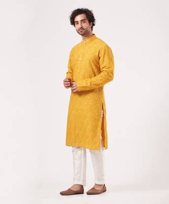 Mustard Embroidered Kurta 7