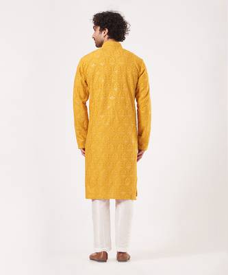 Mustard Embroidered Kurta 8