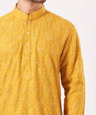 Mustard Embroidered Kurta 9