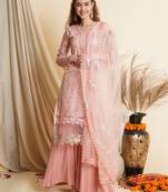 Pink embroidered net salwar