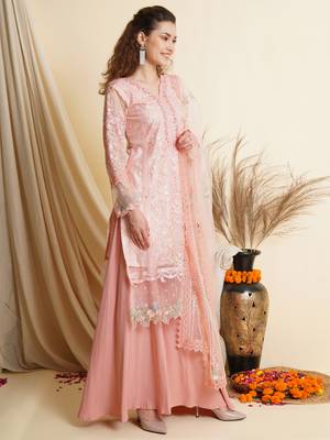 Pink embroidered net salwar 2