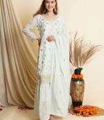 Sky blue embroidered georgette salwar