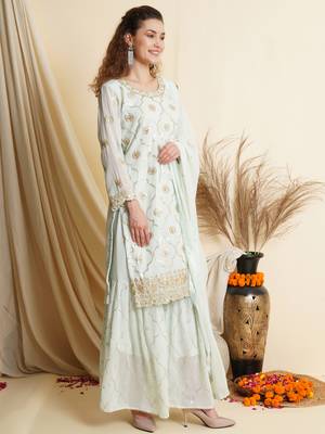 Sky blue embroidered georgette salwar 2