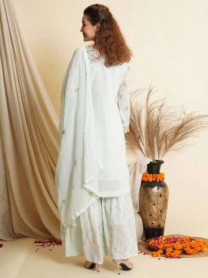 Sky blue embroidered georgette salwar 3