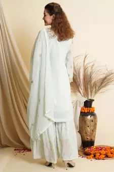 Sky blue embroidered georgette salwar
