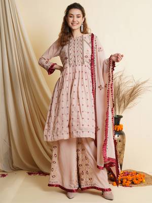 Pink embroidered georgette salwar 1