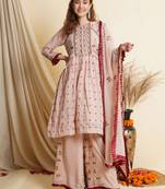 Pink embroidered georgette salwar