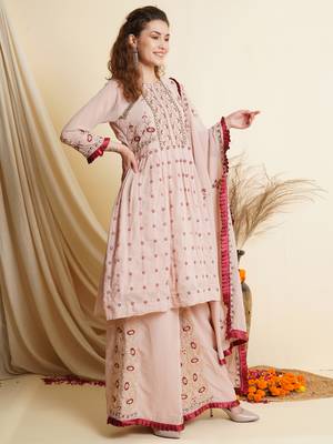 Pink embroidered georgette salwar 2