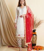 Off-white embroidered georgette salwar