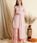 Pink embroidered georgette salwar
