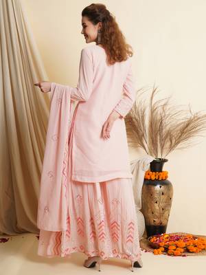 Pink embroidered georgette salwar 3