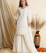 Off-white embroidered georgette salwar